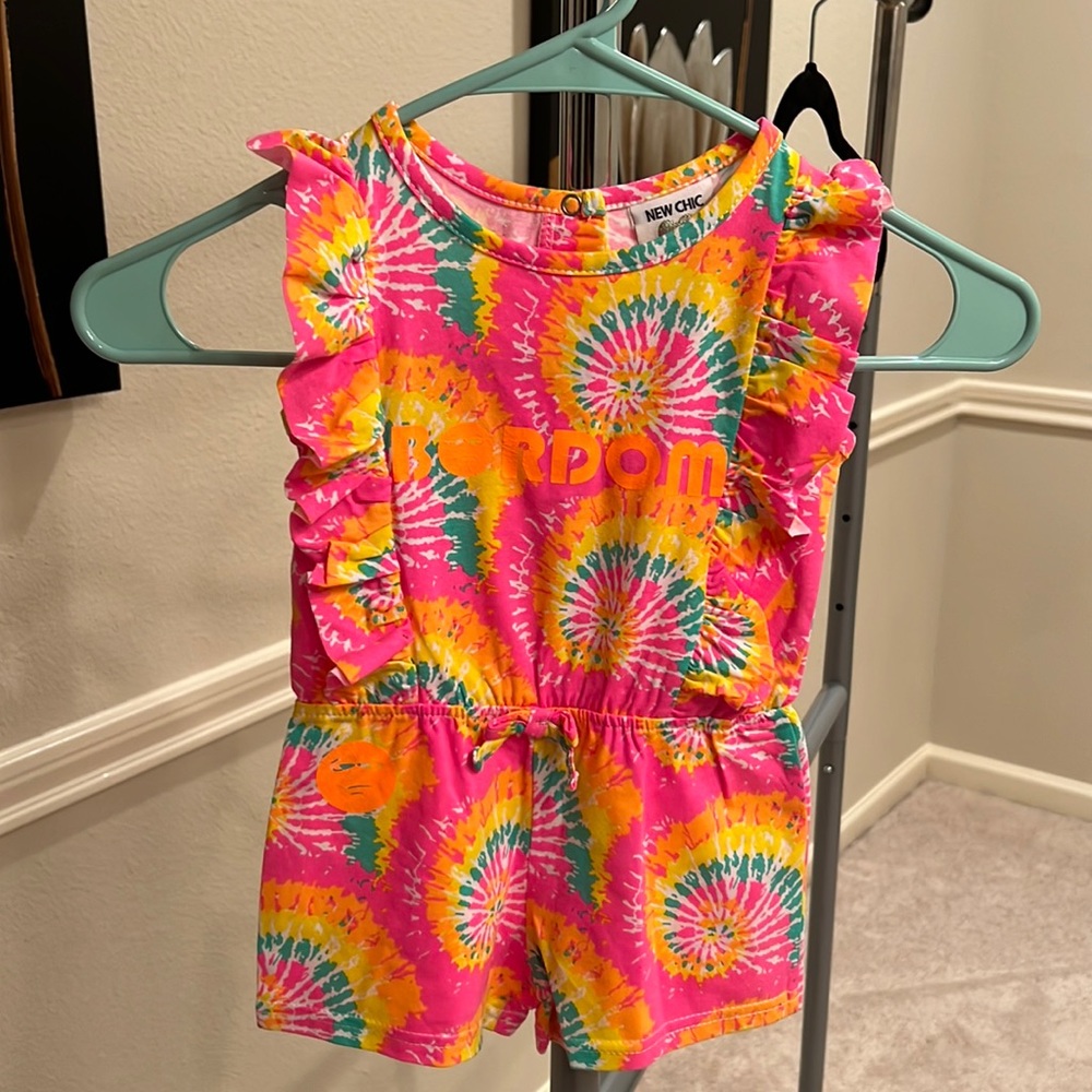 Pink and orange BORDOM onesie